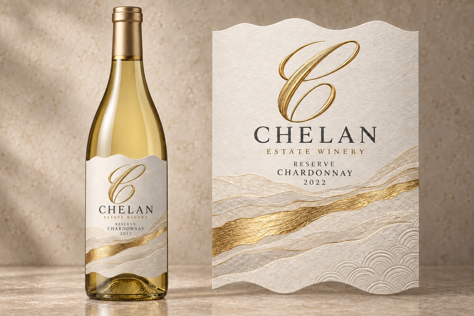 Reserve Chardonnay 2022 bottle and label design from the wine catalog